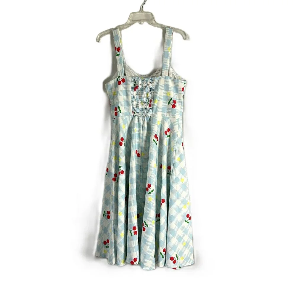 Belle Poque Cherry Gingham Rockabilly Pin up Dress L - Picture 4 of 6